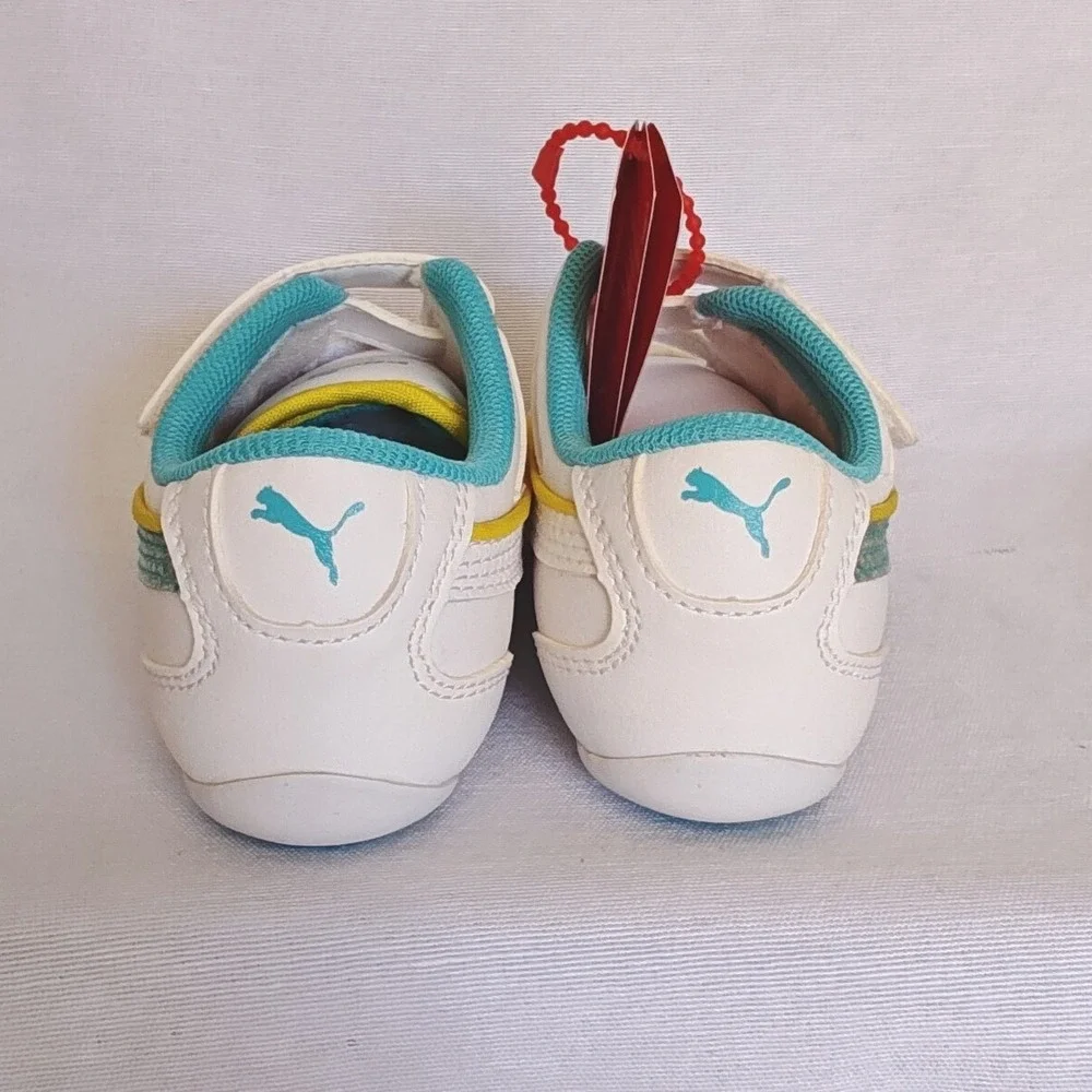 Puma‎ Tallula Glamm V Ki Sneakers White Blue Curacao Aurora Sparkle Kids 9 New